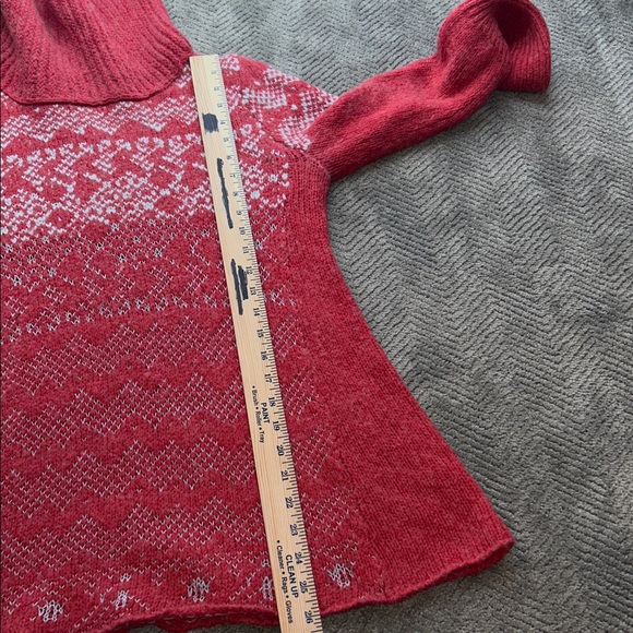 Free People Red Fair Isle Cowl Neck Sweater Women’s M Wool Blend Winter - Picture 9 of 11